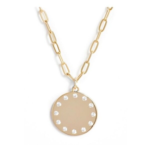 Argento Vivo Jewelry - Argento Vivo Sterling Silver Cubic Zirconia Disc Pendant Necklace in Gold NWT
